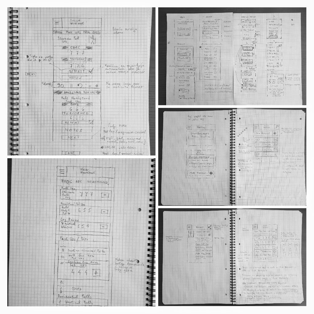 Start bodyweight app wireframes